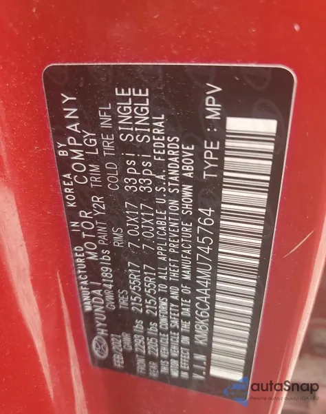 2021 Hyundai Kona Sel Plus from USA, damaged, VIN KM8K6CAA4MU745764